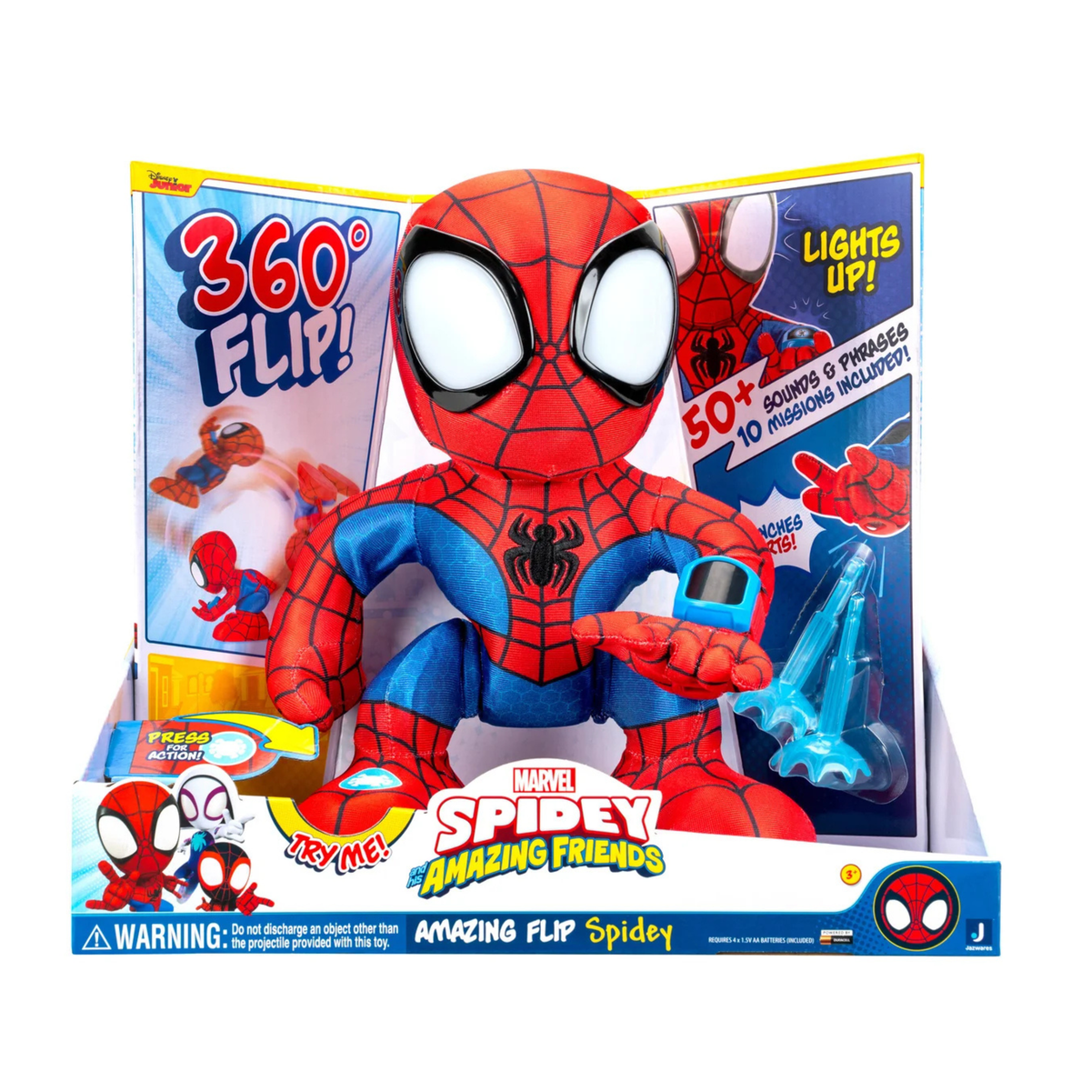 spiderman toy 360 flip and web shooter